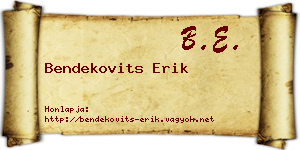 Bendekovits Erik névjegykártya